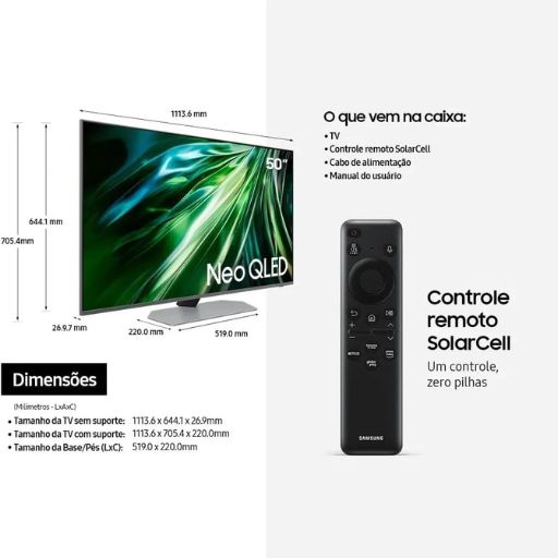 Guia Definitivo: As 10 Melhores smart TVs de 50 Polegadas Smart de 2026 – O Guia Completo para Filmes, Games e Tecnologia 1 Detalhes e especificações da smart tv Samsung Gaming Neo QLED (50QN90D)
