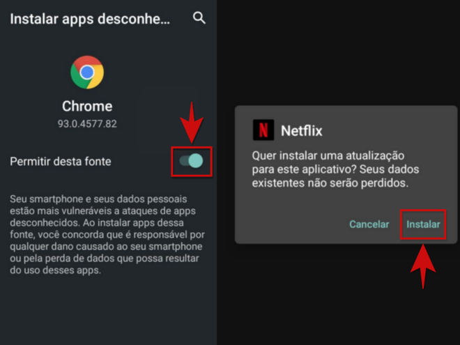 Permita que o navegador instale o app da Netflix 